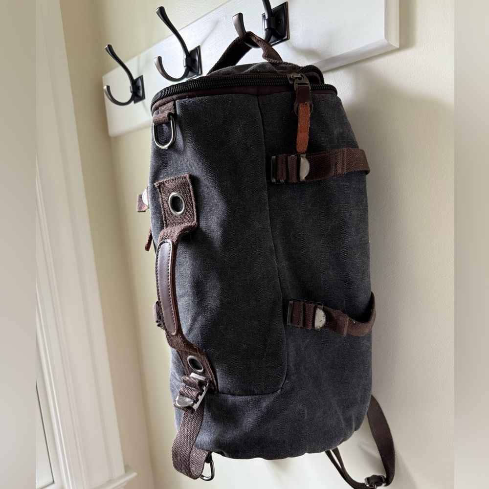 LUXUR Backpack Duffel‎ Bag Travel Luggage Gray Gorpcore Classic School Hiking - Picture 3 of 7